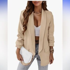 NWT Kirundo Women's Oversized  Open Front Tan Blazer  Medium
